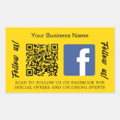 Gelber Firmenname qr Code Facebook Rechteckiger Aufkleber (Vorderseite)