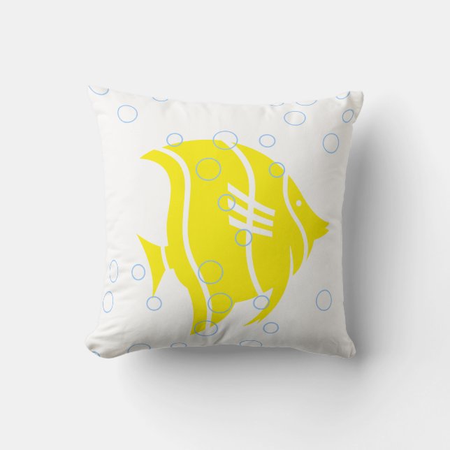 Gelber Fisch auf weißem PILLOW Kissen (Vorderseite)