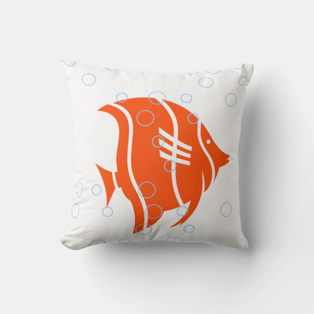 Gelber Fisch auf weißem PILLOW Kissen (Vorderseite)