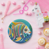 Gelber Fisch im Riff Pappteller (Party)