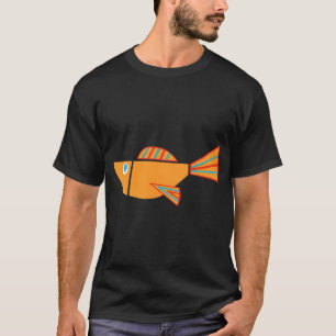 GELBER FISCH MIT BLAU UND ORANGE Handgeschnittene T-Shirt