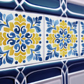 Gelber Fleur-de-Lis Azulejo-Druck Fliese