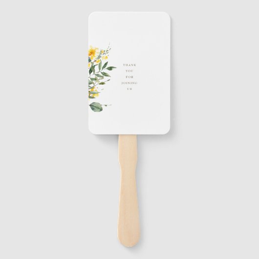 Gelber floraler einfacher Gold-Text Fächer (Rückseite)