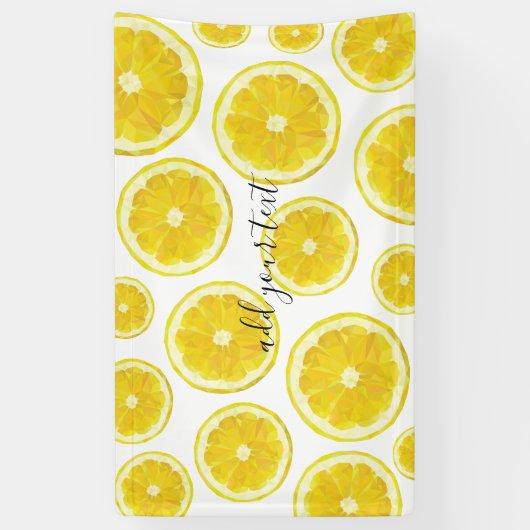 Gelber, frischer Zitronensatz Banner (Vertikal)