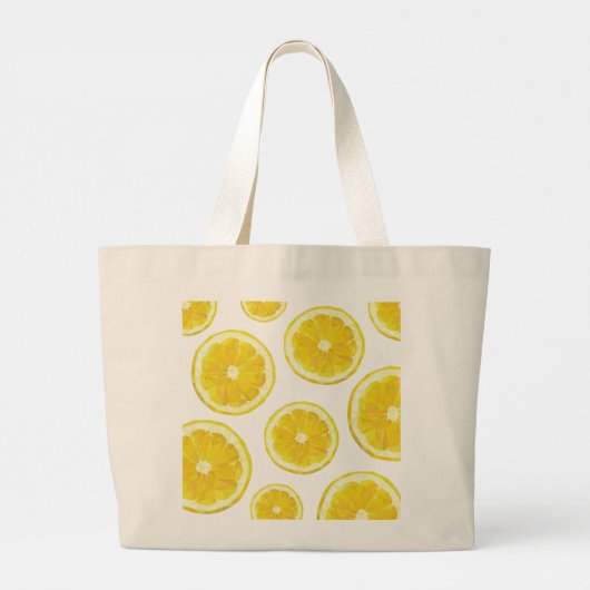 Gelber, frischer Zitronensatz Jumbo Stoffbeutel (Rückseite)