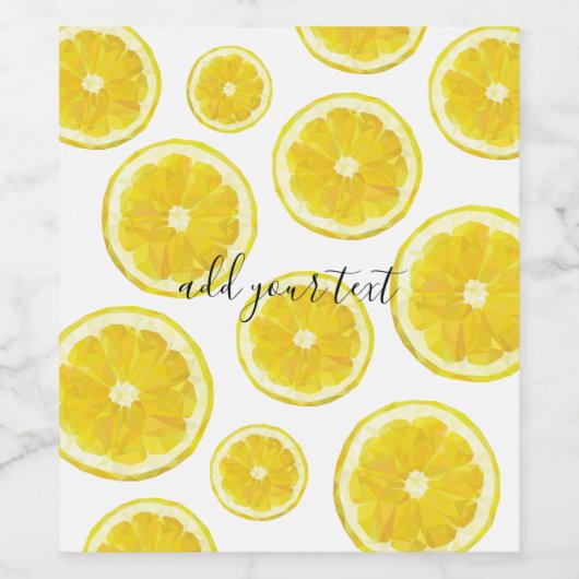 Gelber, frischer Zitronensatz mit anpassbarem Text Weinetikett (Einzelnes Label)