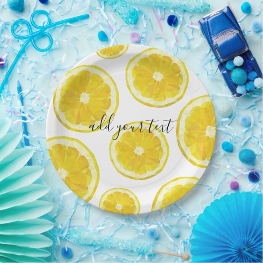 Gelber, frischer Zitronensatz Pappteller (Party)