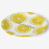 Gelber, frischer Zitronensatz Pappteller (Schrägansicht)