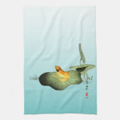 Gelber Frosch auf Lotus Leaf Geschirrtuch (Vertikal)