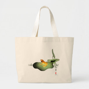 Gelber Frosch auf Lotus Leaf Jumbo Stoffbeutel