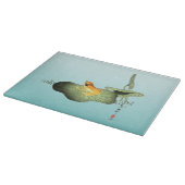 Gelber Frosch auf Lotus Leaf Schneidebrett (Ecke)