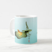 Gelber Frosch auf Lotusblatt Kaffeetasse (Vorderseite Links)