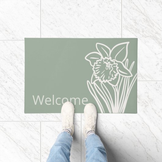 Gelber Frühling Daffodil im Garten Empfang Fußmatte (Indoor)