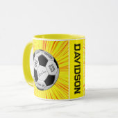 Gelber Fußball Custom Alter Name Geburtstag  Tasse (Vorderseite Links)
