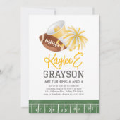 Gelber Fußball und Cheerleader Einladung (Vorderseite)