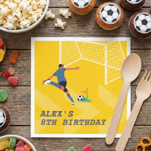 Gelber Fußballspieler Kick Goal Geburtstag Serviette