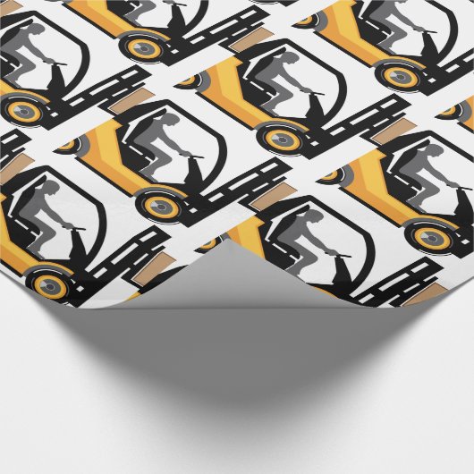 Gelber Gabelstapler Geschenkpapier (Ecke)