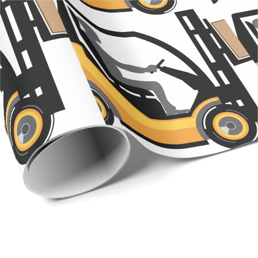 Gelber Gabelstapler Geschenkpapier (Rolleneckpunkt)
