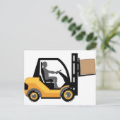 Gelber Gabelstapler Postkarte (Stehend Vorderseite)