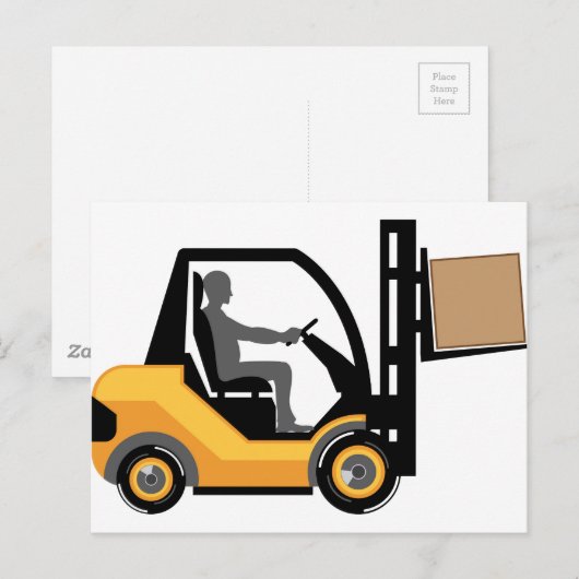 Gelber Gabelstapler Postkarte (Vorne/Hinten)