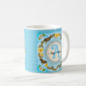 Gelber Gänseblümchen-Monogramm-Becher Kaffeetasse (VorderseiteRechts)