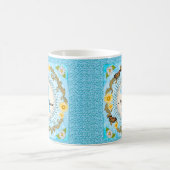 Gelber Gänseblümchen-Monogramm-Becher Kaffeetasse (Mittel)