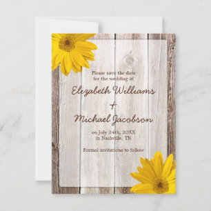Gelber Gänseblümchen Scheunen Holz Save-the-Date-A Save The Date