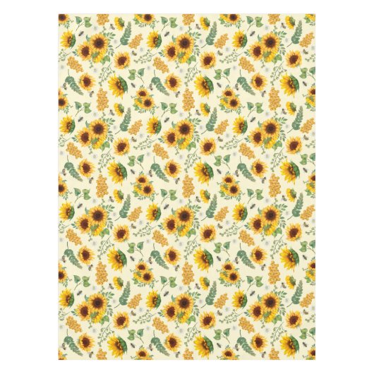 Gelber Garten Sonnenblumen Honey Bees Tablecloth Tischdecke (Vorderseite)