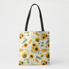 Gelber Garten Sonnenblumen Honey Bees Tote Beutel Tasche