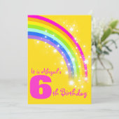 Gelber Geburtstag des 6. Geburtstages des Einladung (Stehend Vorderseite)