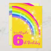 Gelber Geburtstag des 6. Geburtstages des Einladung (Vorne/Hinten)