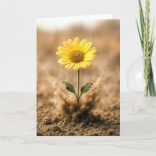 Gelber Geburtstags-Gänseblume bricht aus dem Dreck Karte