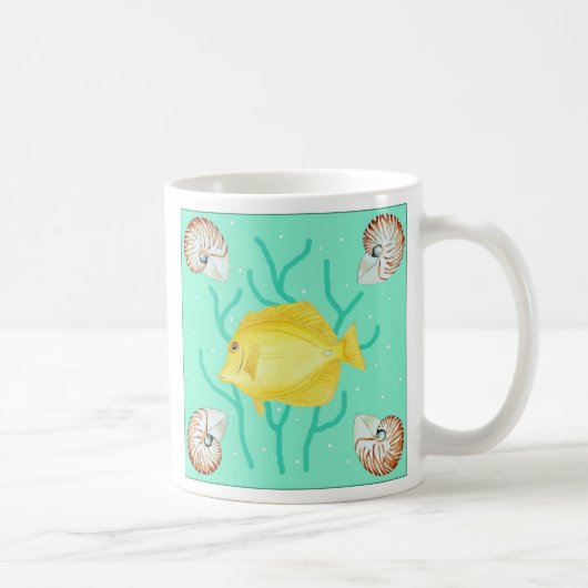 Gelber Geruch mit Nautilus-Muscheln Kaffeetasse (Rechts)