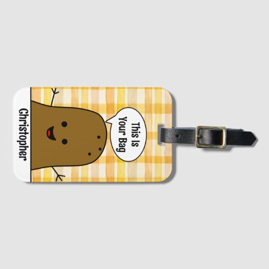 Gelber Gingham, Brown Potato, Ihre Tasche, kundens Gepäckanhänger (Vorderseite (Horizontal))