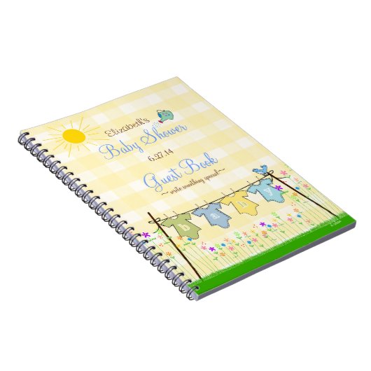 Gelber Gingham-entzückendes Babyparty-Gast-Buch | Notizblock (Rechte Seite)