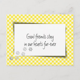 Gelber Gingham-Heimtierverlust durch Tierärzte Postkarte