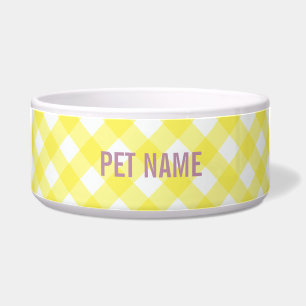 Gelber Gingham Individuelle Name Haustier - Person Napf