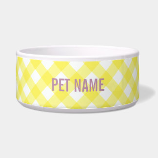 Gelber Gingham Individuelle Name Haustier - Person Napf