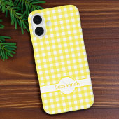 Gelber Gingham-Karier Monogramm Custom Case-Mate iPhone Hülle
