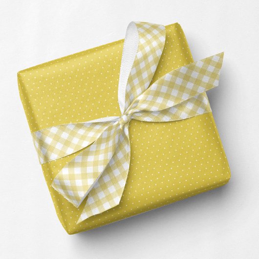 Gelber Gingham niedlicher Karo Satinband