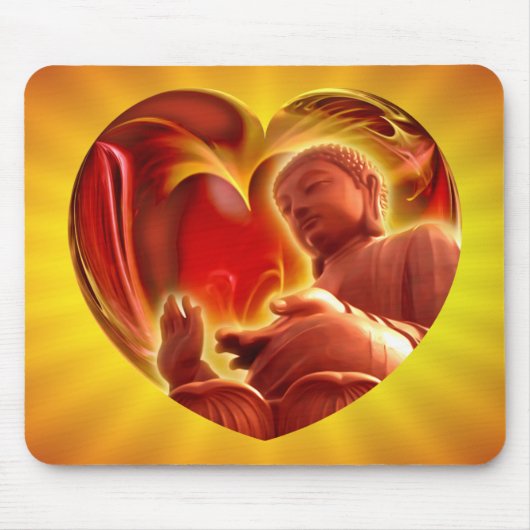 Gelber Glanz BUDDHA-Herzens | Mousepad (Vorne)