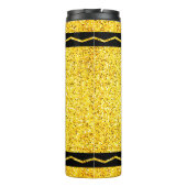 Gelber Glitzer Crayon Individuelle Name Getränk Thermosbecher (Rückseite)