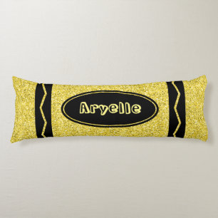 Gelber Glitzer Crayon Individuelle Name XL Kissen