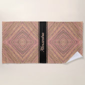 Gelber Glitzer Personalisierte Streifen Strandtuch (Vorderseite)