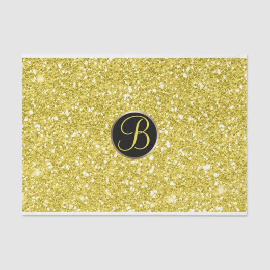 Gelber Glitzer Sparkle Glam Monogram Initial Seidenpapier (Vorderseite)