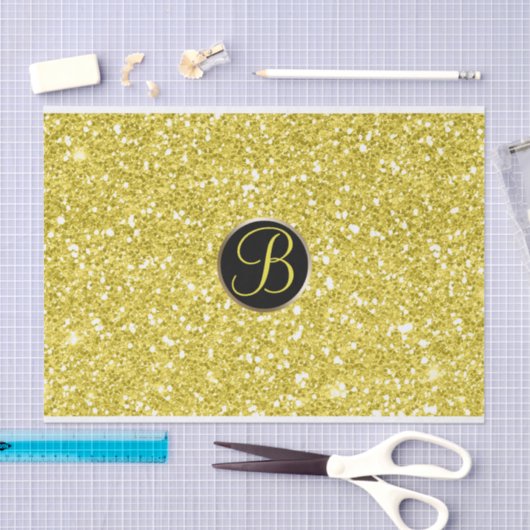 Gelber Glitzer Sparkle Glam Monogram Initial Seidenpapier (Handwerk)