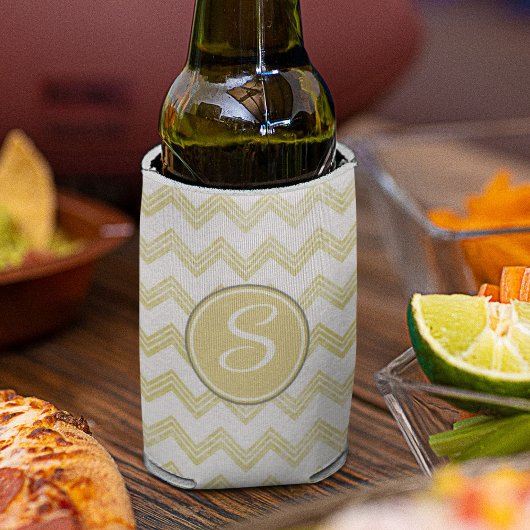 Gelber Glitzer Zickzack mit Monogramm Dosenkühler