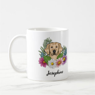 Gelber Golden Retriever Farbige Blumen Und Name Kaffeetasse