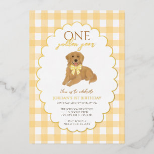 Gelber Golden Retriever Welpe Pawty 1. Geburtstag Folieneinladung