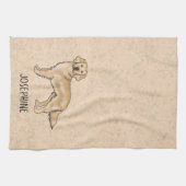 Gelber Goldener Retriever Niedlicher Hund mit Indi Geschirrtuch (Horizontal)